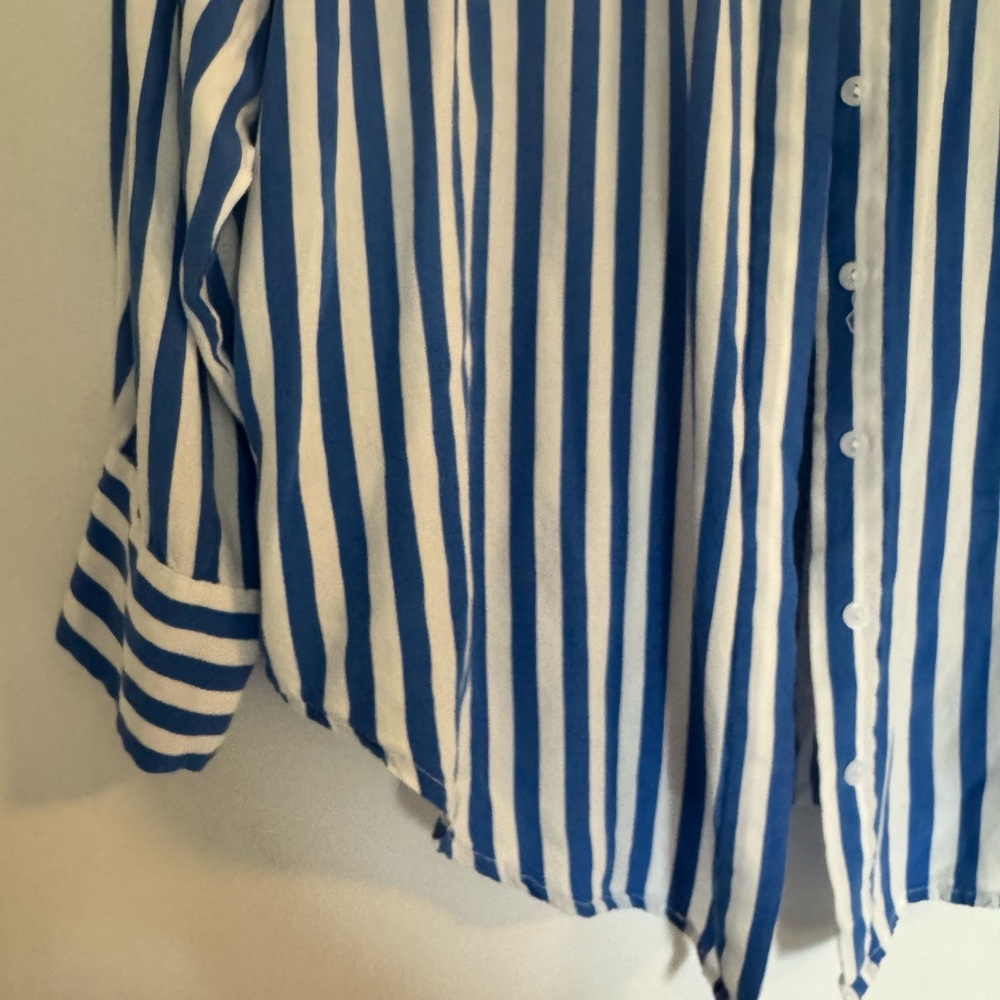 Blue and White Striped womens Shirt - Picture 3 of 3